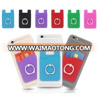 Colorful 3M Silicone Cell Phone Card Holder With Ring Stand